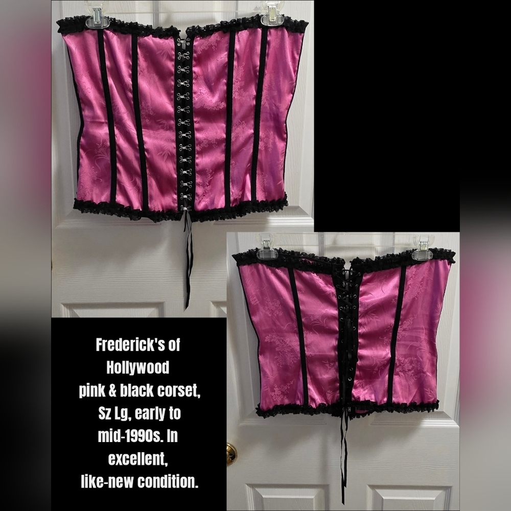 Vintage 90's Frederick's of Hollywood Pink and Black Corset